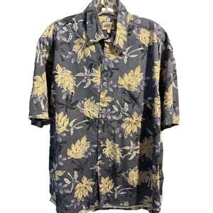 Campia Moda Men’s L Blue Floral Short Sleeve Button Down Cotton Hawaiian Shirt